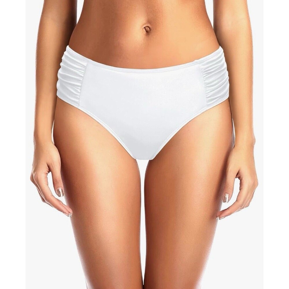 Tempt Me Women Bikini Bottoms Mid Waist Swimsuit Navy White Small NWT